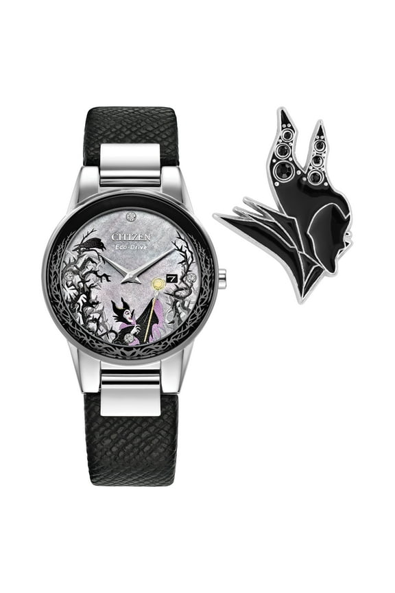 Eco-Drive Women's Disney Maleficent's Charm Black Strap Watch - GA1080-41Y