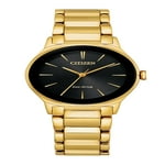 Citizen Ladies Eco-Drive Axiom Moden Eco, Gold-Tone Stainless Steel Bracelet Watch, Black Dial (Model: EM0737-58E)