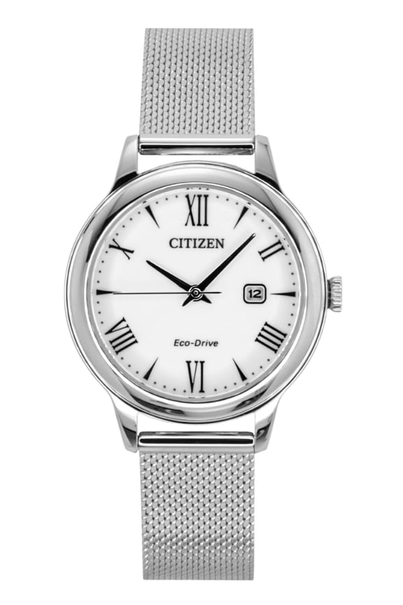 Elegance Stainless Steel White Dial Eco-Drive EW2621-75A 100M Women's Watch