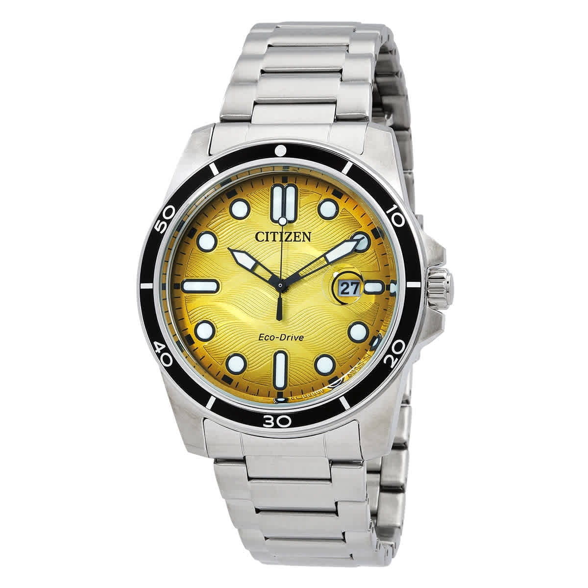 Citizen Marine 1810 Eco-Drive Yellow Dial Men's Watch AW1816-89X