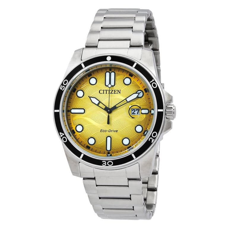 Citizen Marine 1810 Eco-Drive Yellow Dial Men's Watch AW1816-89X