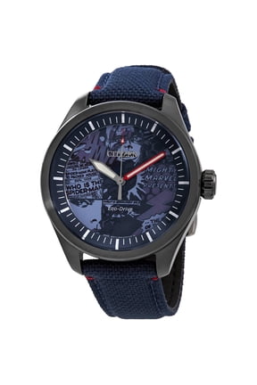 Men's Marvel Heroes Eco-Drive Blue Dial Stainless Steel Watch