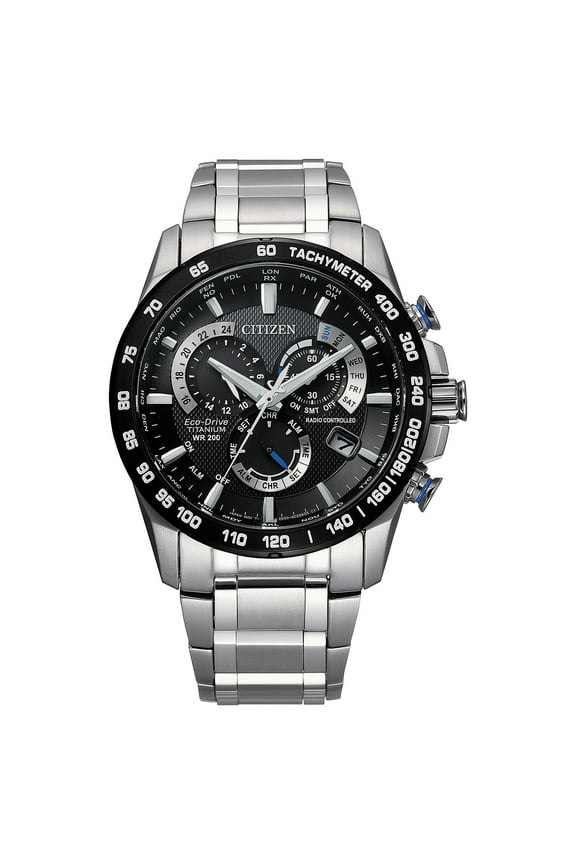 Men's 43mm Super Titanium Chronograph Wristwatch, Black & Silver