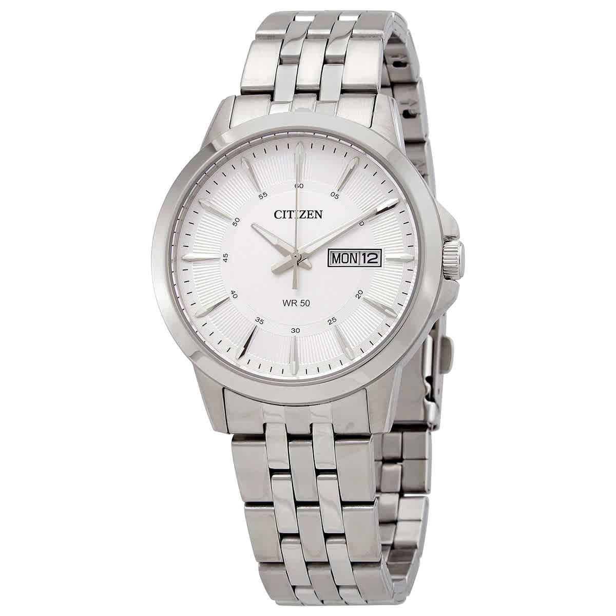 Reloj de vestir para hombre, acero inoxidable plateado, cuarzo japonés, modelo BF2011-51A