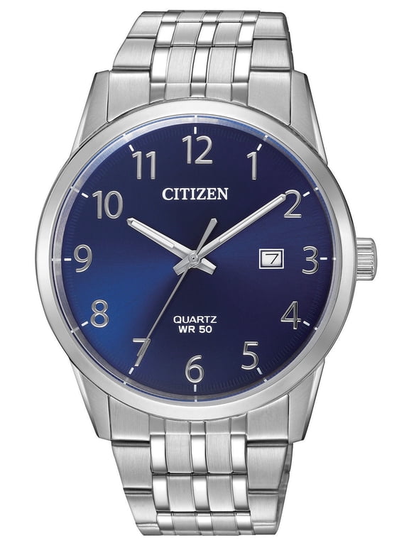 Men's BI5000-52L Stainless Steel Arabic Blue Dial Analog Quartz Watch