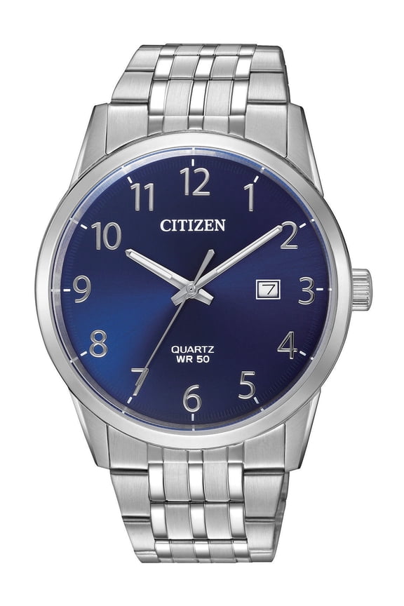 Men's BI5000-52L Stainless Steel Arabic Blue Dial Analog Quartz Watch