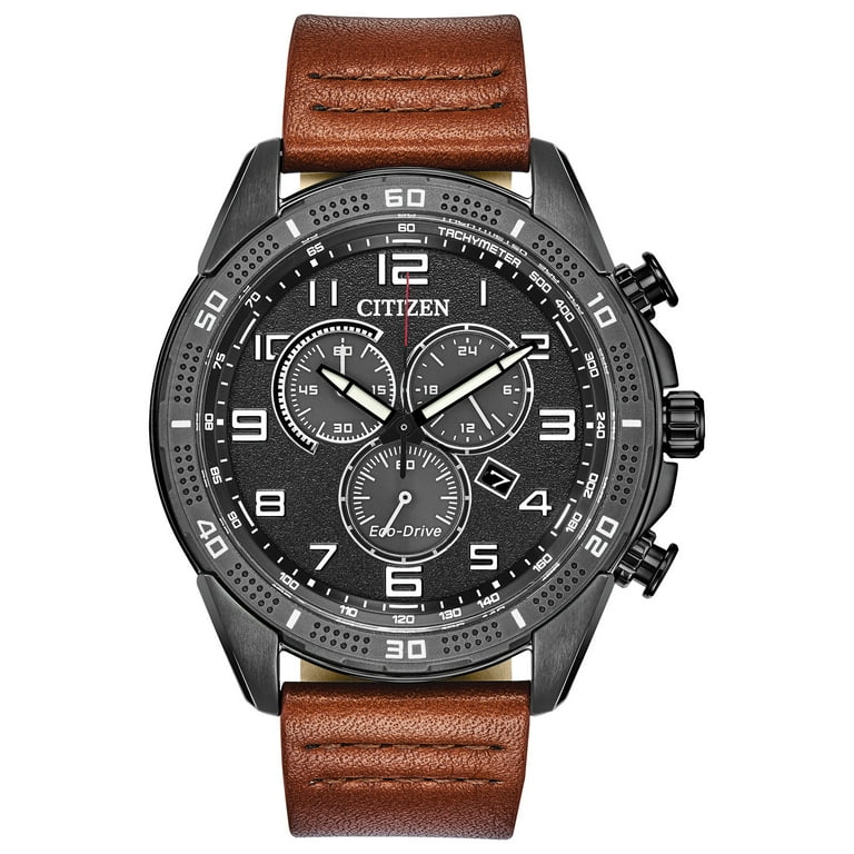 Citizen Men's Eco-Drive Chronograph Brown Leather Strap Watch