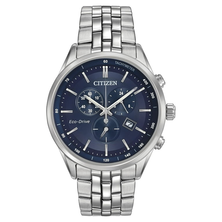 Citizen Eco-Drive Chronograph Watch, Stainless Steel, Blue Dial