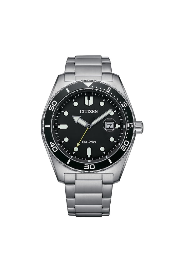 Men's Eco-Drive Classic Stainless Steel Black Dial Watch - AW1760-81E
