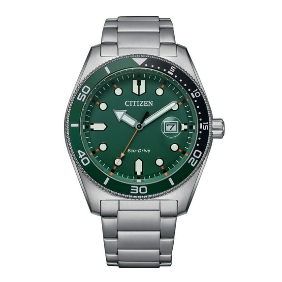 Citizen Men's Eco-Drive Classic Stainless Steel Green Dial Watch - AW1768-80X