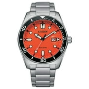 CITIZEN Men's Eco-Drive Classic Stainless Steel Orange Dial Watch - AAW1760-81X