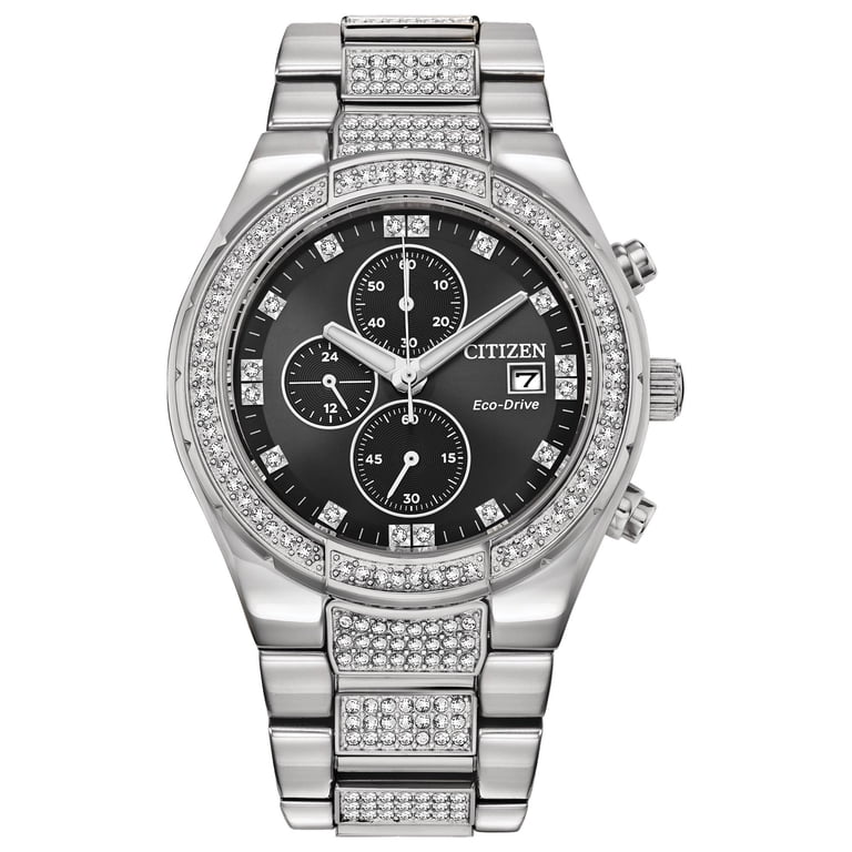 Citizen Eco-Drive crystal accent watch EUC Silhouette Crystal - Ladies Eco-Drive EW2340-58A Silver  main image 3