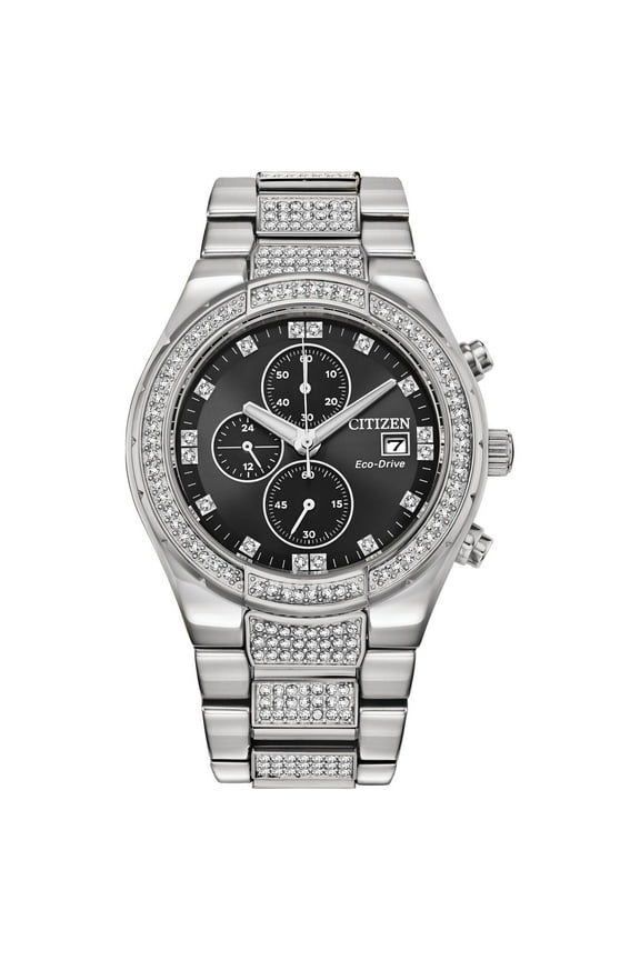 Men's Eco-Drive Crystal Accented Chronograph Stainless Steel Watch - CA0750-53E