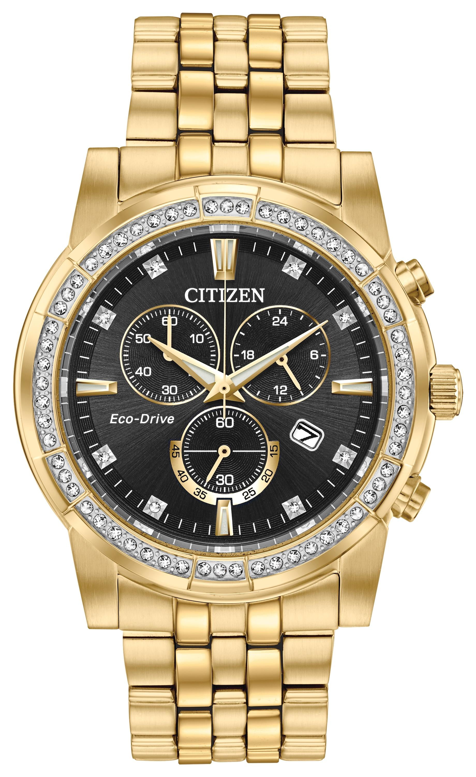 Gold citizen watch black face sales