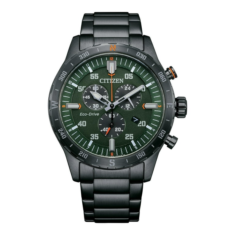 Citizen Men's Eco-Drive Gray IP Stainless Chronograph Green
