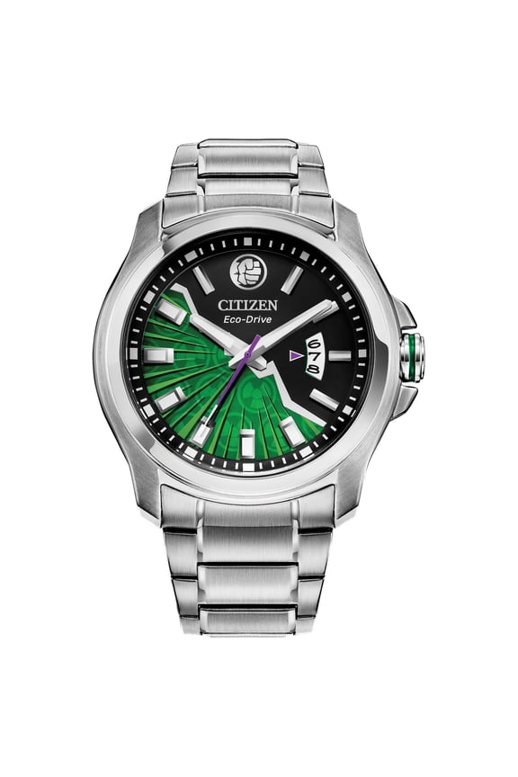 Men's Eco-Drive Marvel Hulk Smash Stainless Steel Watch AW1351-56W