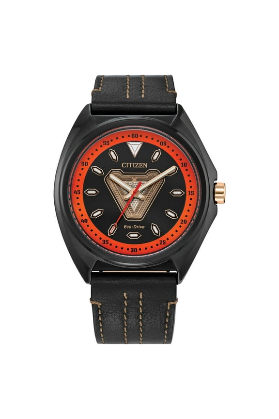 Men's Eco-Drive Marvel Tony Stark '63 Black Strap Watch - AW2075-05W