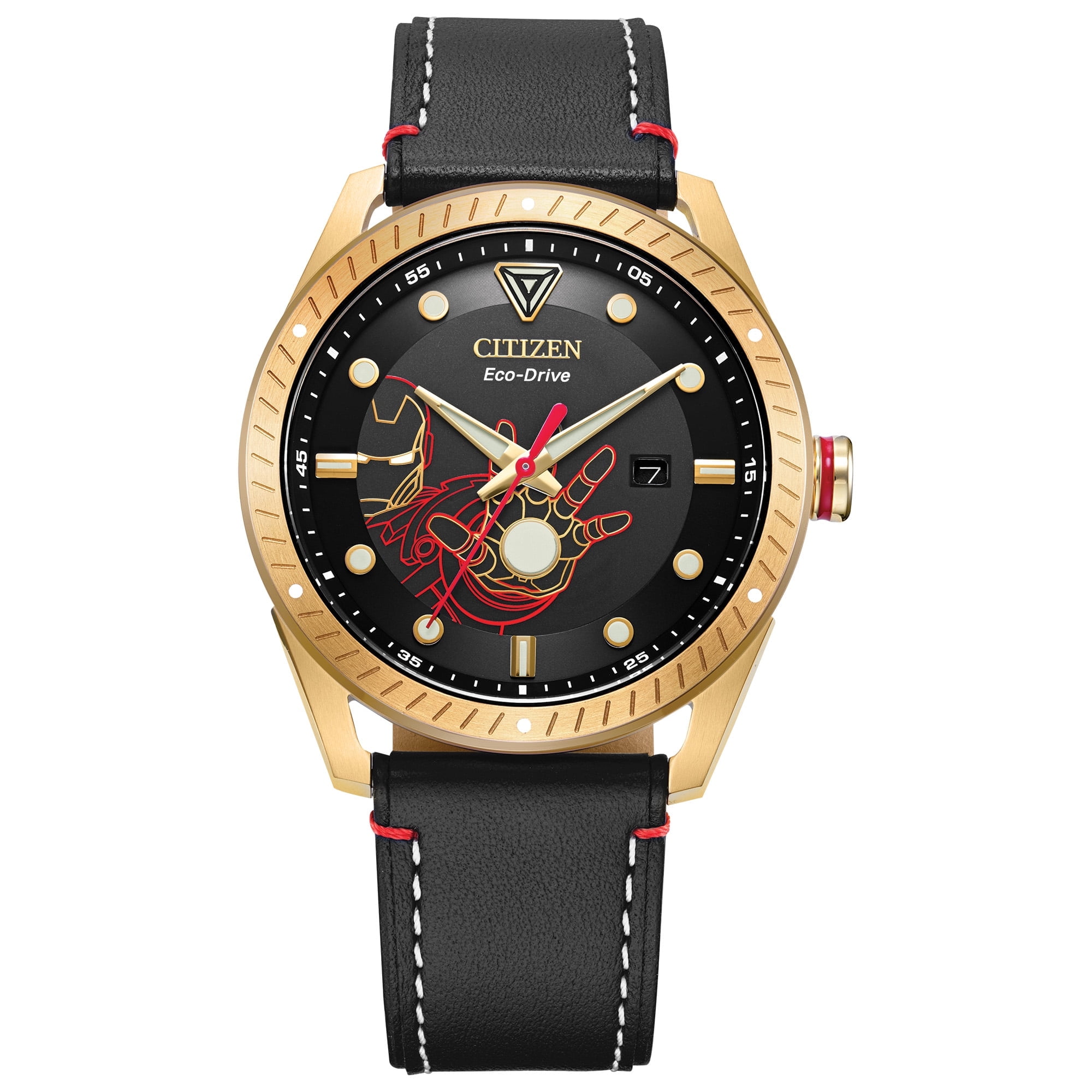 tony　BK Citizen Men's Eco-Drive Marvel Tony Stark Leather Strap Watch