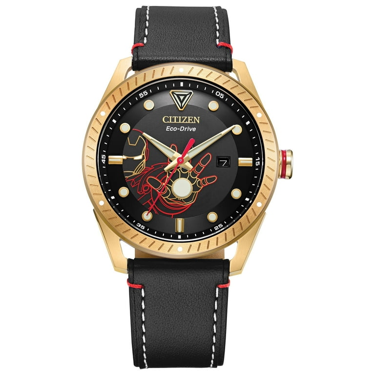 Citizen Men's Eco-Drive Marvel Tony Stark Leather Strap Watch