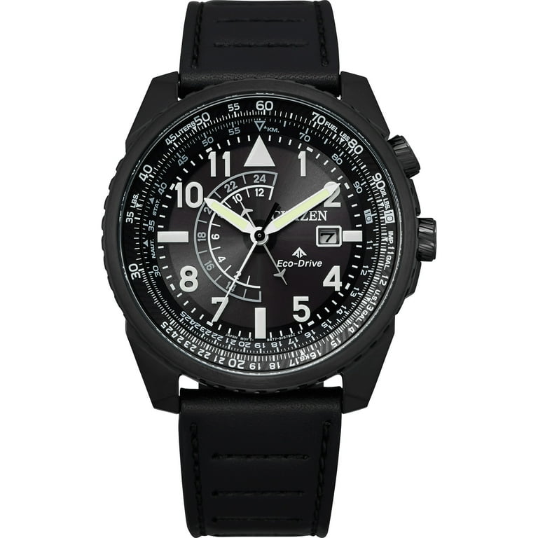 Citizen Men's Eco-Drive Promaster Nighthawk Black Leather Citizen Men's Eco-Drive Promaster Nighthawk Black Leather