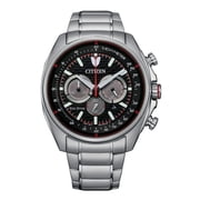 Citizen Mens Eco-Drive Stainless Steel Black Dial Chronograph Watch - CA4561-89E