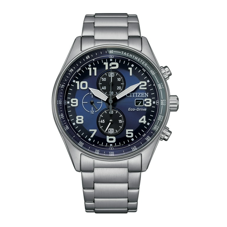 こて Citizen Men's Eco-Drive Stainless Steel Chronograph Blue Dial