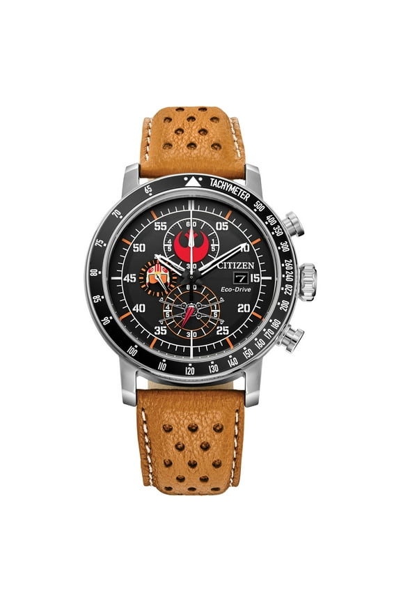 Men's Eco-Drive Star Wars Rebel Pilot Chronograph Leather Strap Watch - CA0761-06W