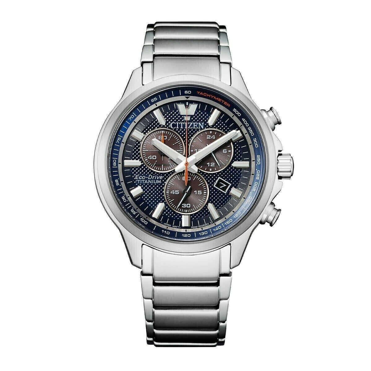 Citizen Men's Eco-Drive Weekender Chronograph Watch in Super Titanium, Blue  Dial (Model: AT2471-58L)
