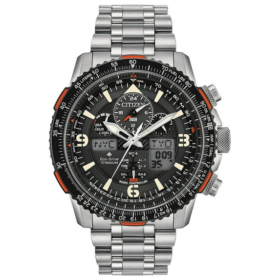 Citizen Men's Promaster Air Skyhawk Eco-Drive Pilot Watch, Atomic Timkeeping Technology, Chronograph, Power Reserve Indicator, Ana-digi Display, Luminous Hands and Markers, Anti-Reflective Crystal