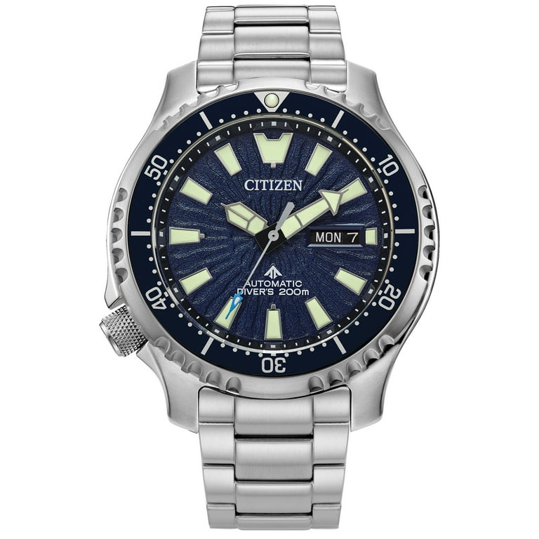 Citizen Men s Promaster Dive Automatic Blue Dial Stainless Steel Watch NY0136 52L Walmart
