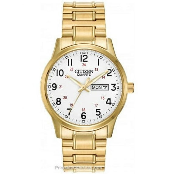 Citizen Men's Quartz Day/Date - Gold Tone and White Dial - Expansion band