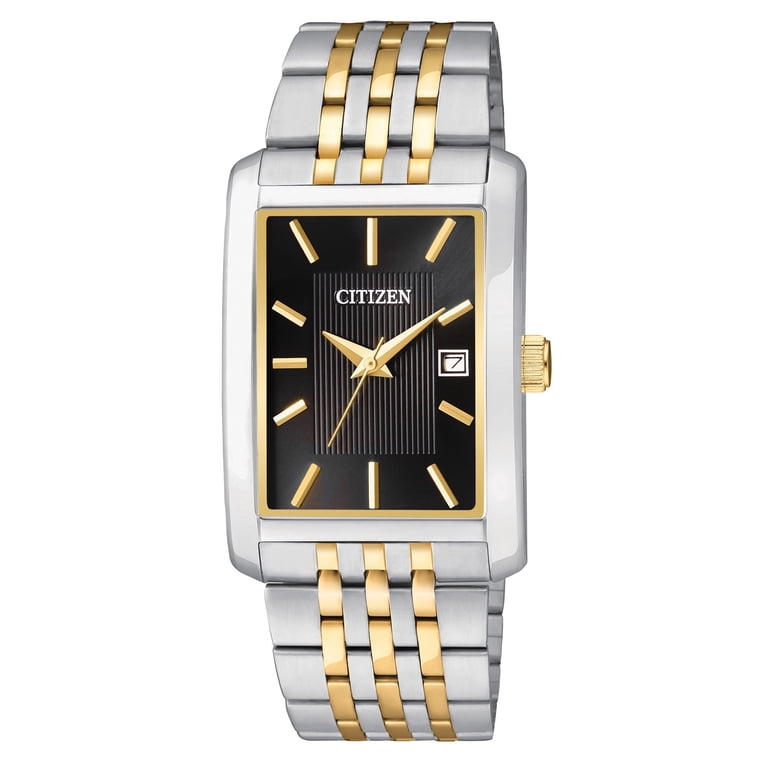 Mineral Crystal Lens Two-Tone Adjustable Link Bracelet Watch