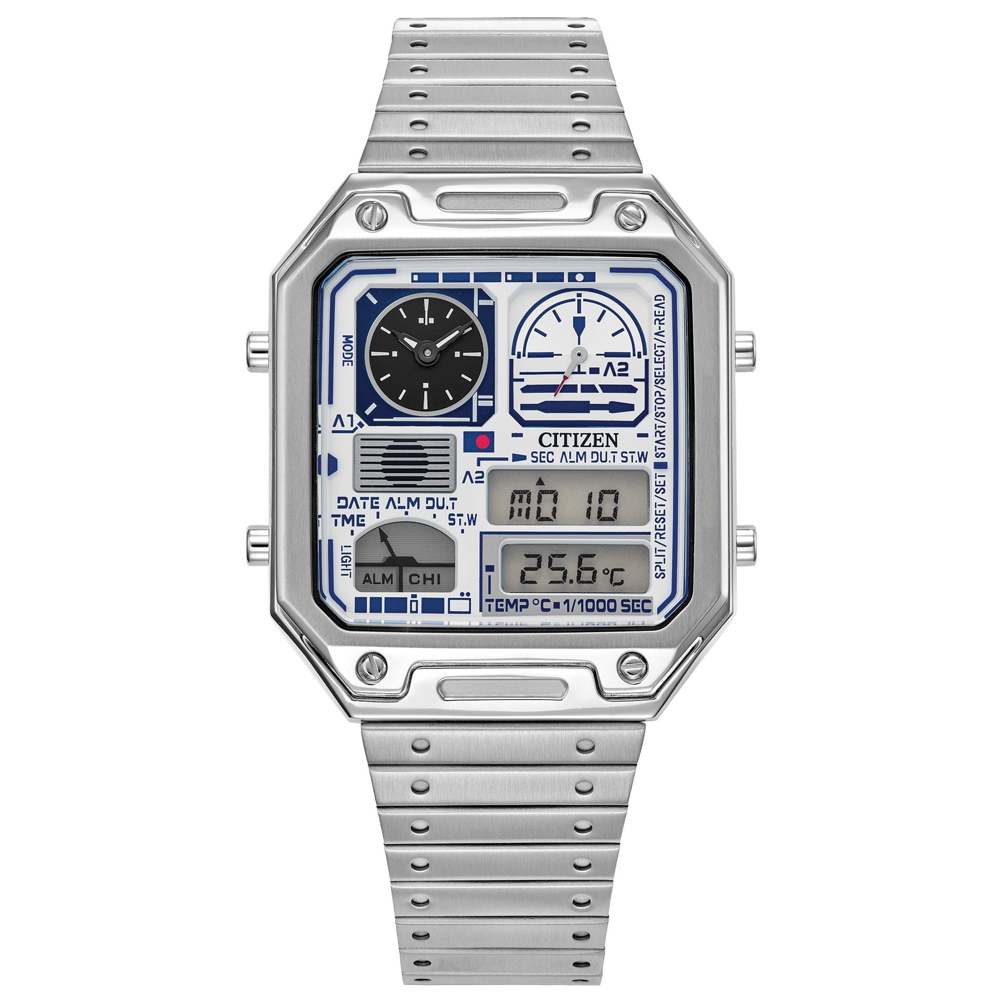 Citizen Unisex R2-D2 Digital Wristwatch, Stainless Steel Citizen Unisex R2-D2 Digital Wristwatch, Stainless Steel