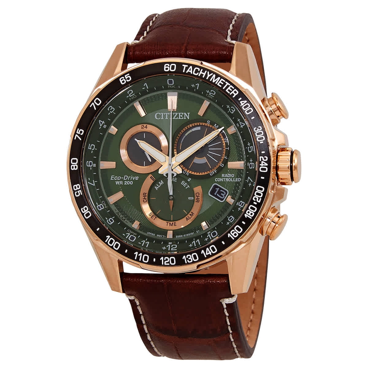 Citizen PCAT World Time Chronograph Green Dial Men's Watch CB5919-00X