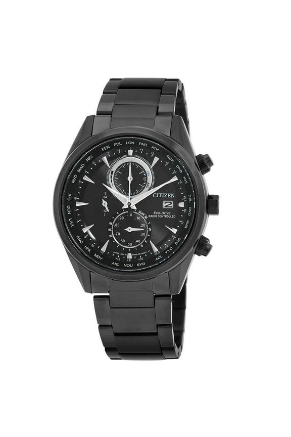 Perpetual Alarm World Time Chronograph GMT Black Dial Men's Watch AT8265-81E