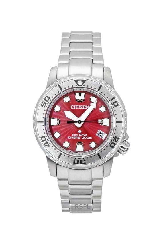 Promaster Dive Stainless Steel Red Dial Eco-Drive EO2027-50Z 200M Women's Watch