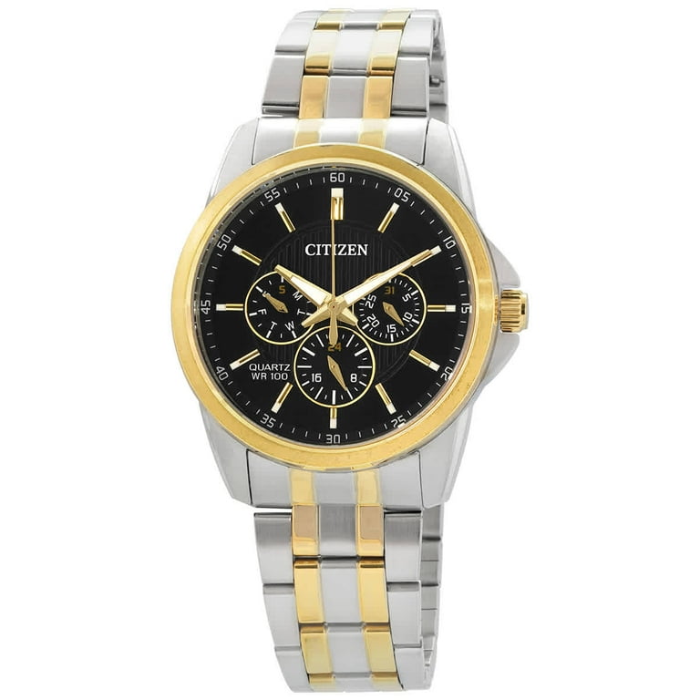 Citizen Quartz Black Dial Men s Two tone Watch AG8348 56E Walmart