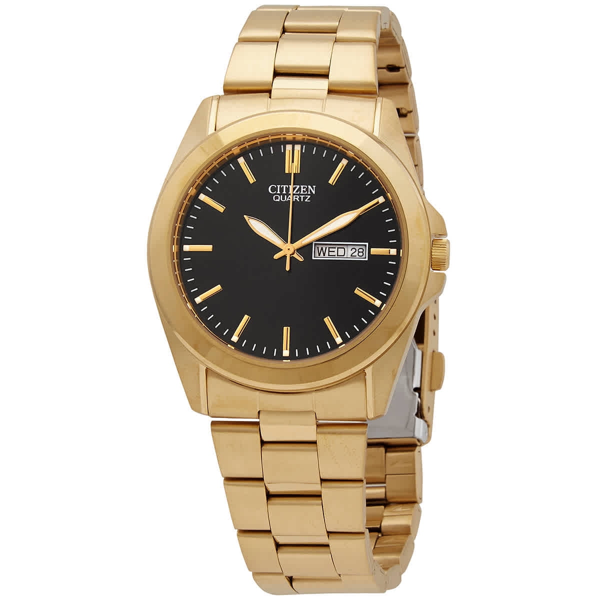 Citizen Men's Wrist Watch, Quartz Movement, Yellow Gold-tone