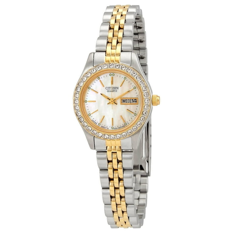 ★レア逆輸入★Citizen Quartz Crystal Accent Ladies Watch Citizen Quartz Crystal Ladies Watch, Mother of Pearl Dial