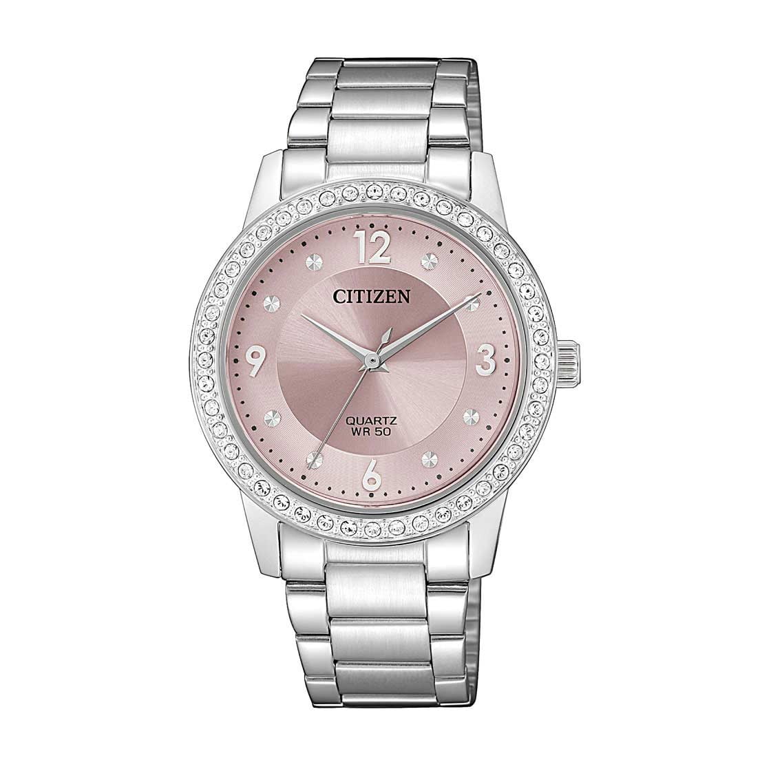 Citizen Quartz Crystal Pink Dial Ladies Watch EL3090-81X