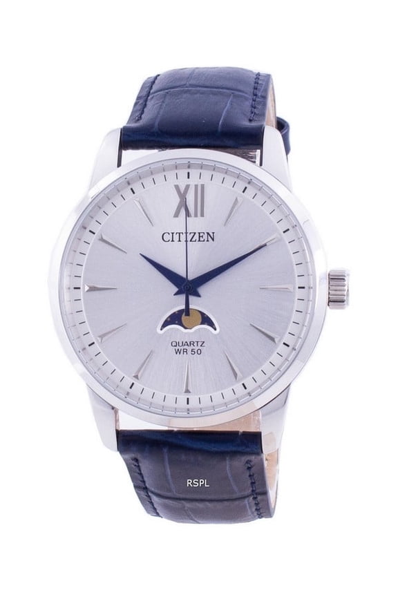 Quartz Silver Dial Blue Leather Men's Watch AK5000-03A