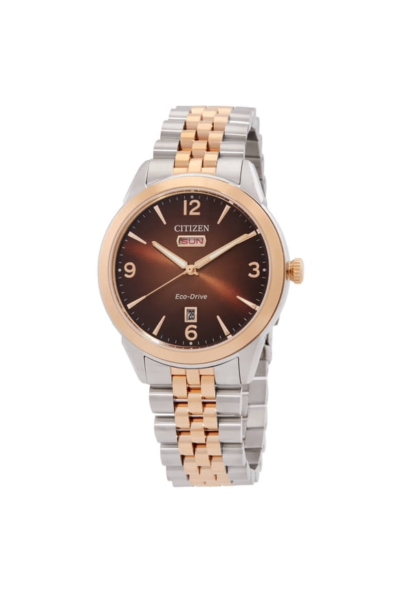 Rolan Eco-Drive Brown Dial Two-Tone Men's Watch AW0156-57X