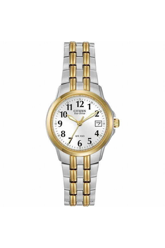 Silhouette Eco-Drive White Dial Two-tone Ladies Watch EW1544-53A