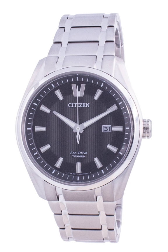 Super Titanium Black Dial Eco-Drive AW1240-57E 100M Men's Watch