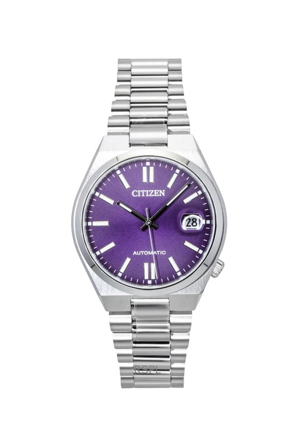 Tsuyosa Stainless Steel Sunray Purple Dial Automatic NJ0200-50W Men's Watch