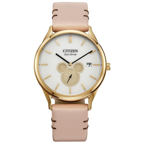 Citizen Unisex Eco-Drive Disney Mickey Mouse Beige Leather Strap Watch - BV1132-08W