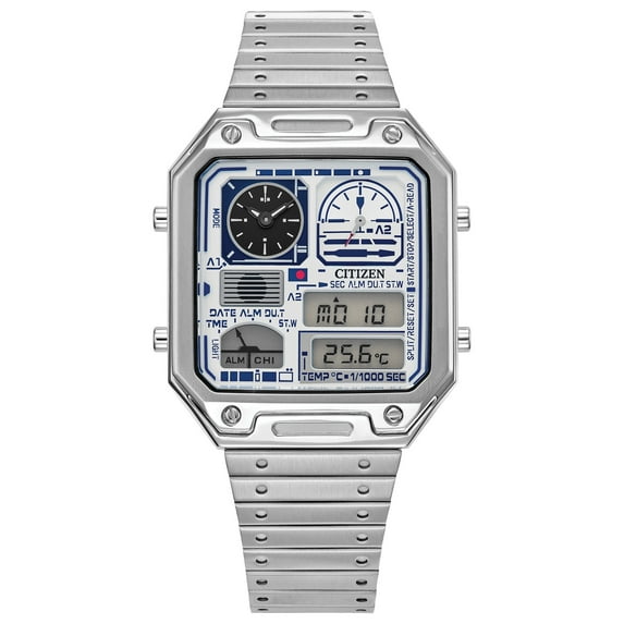 Citizen Unisex R2-D2 Digital Wristwatch, Stainless Steel, JG2121-54A