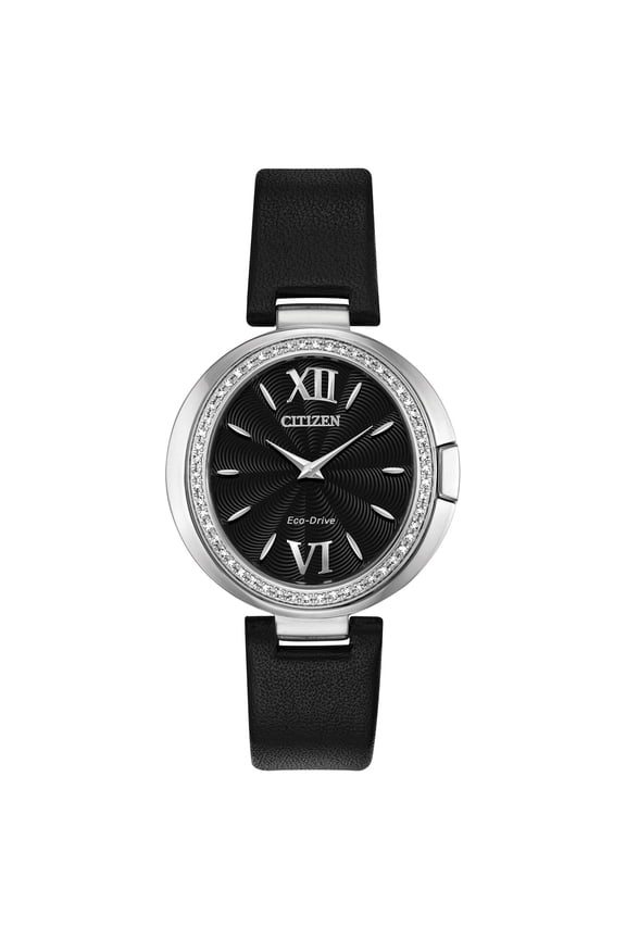 Women's Eco-Drive Capella Black Strap Diamond Accent Watch - EX1500-01E