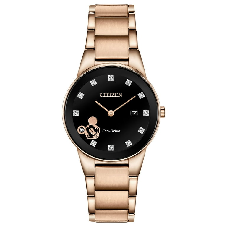 Citizen Women s Eco Drive Disney Mickey Mouse Rose Gold Diamond Watch GA1056 54W