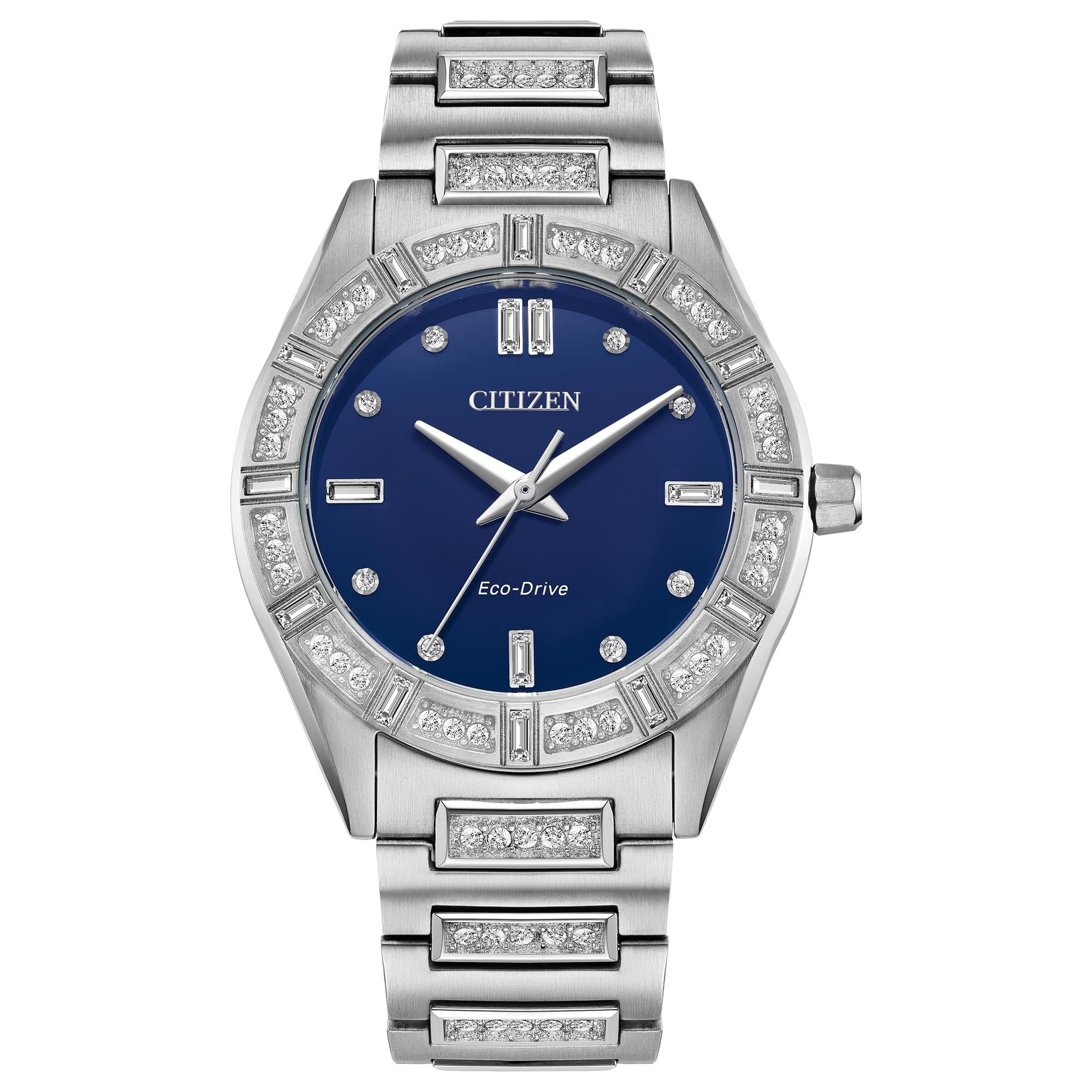 Citizen Women's Eco-Drive Silhouette Crystal Stainless Steel Blue Dial  Watch - EM1020-57L